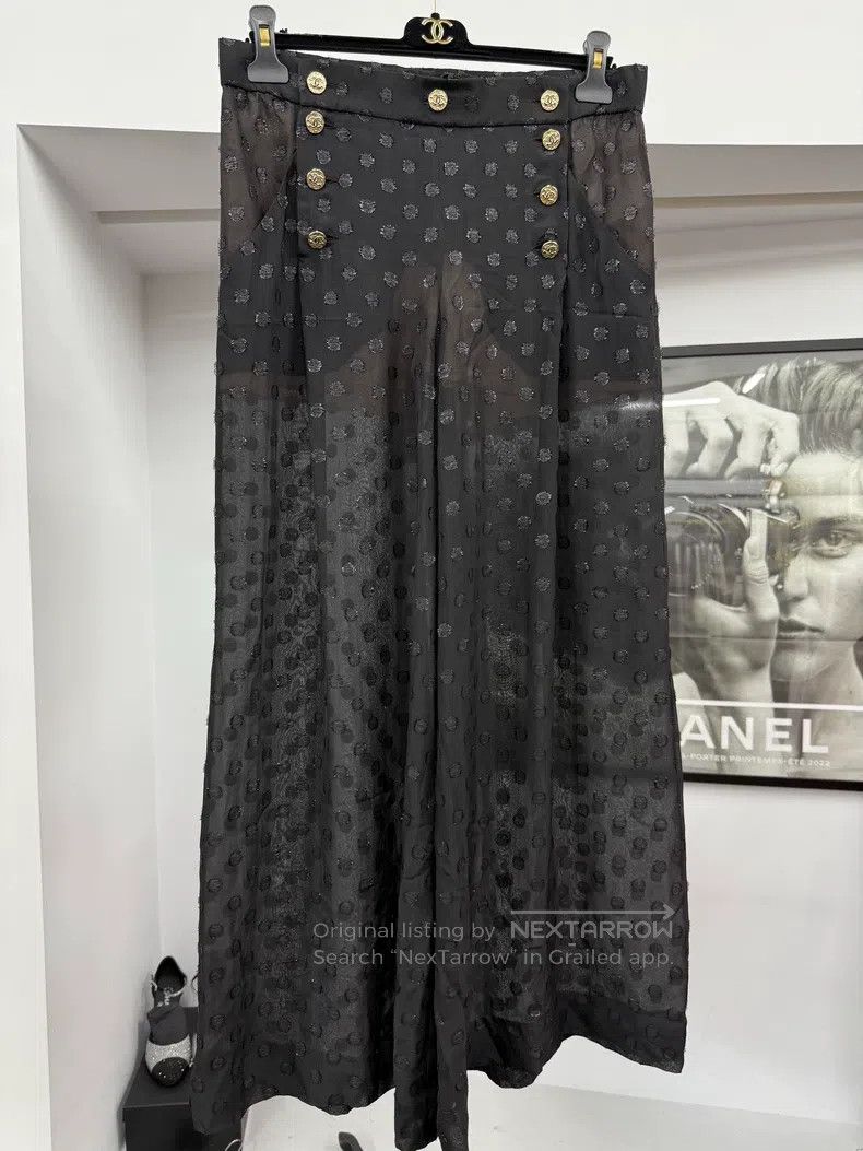 Chanel Chanel 23S black silk wide-leg trousers Size 26" / US 2 / IT 38 - 1 Thumbnail