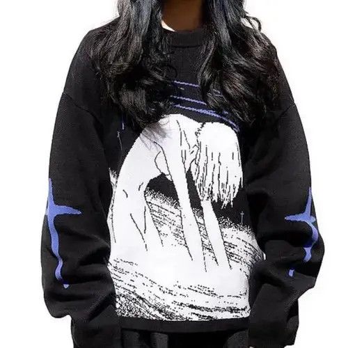 Japanese Brand Japanese Kawaii Anime Pattern Print Knit O-Neck Size ONE SIZE - 3 Thumbnail