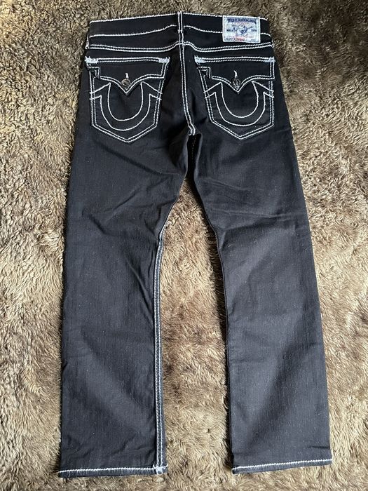 True Religion WHITE STITCHING BLACK TRUEY JEANS | Grailed