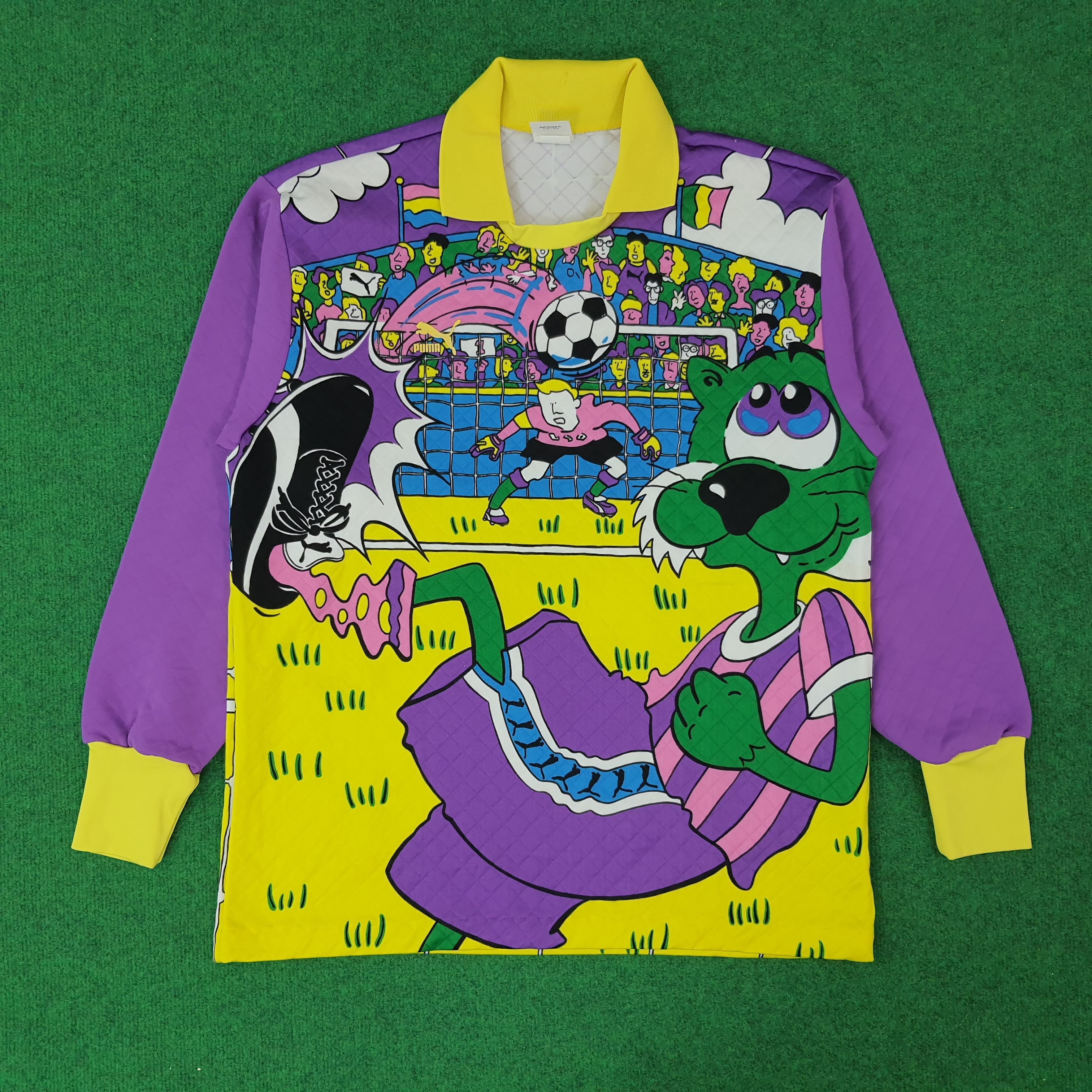 Vintage PUMA Goalkeeper GK 90s Soccer Fullprint Polo C224N11