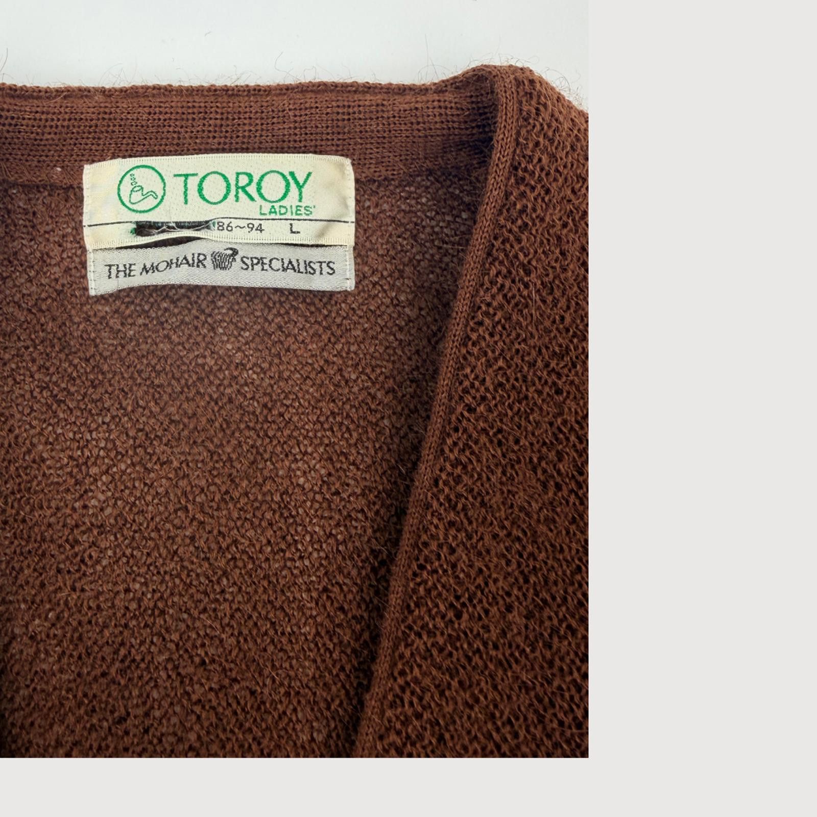 Del Toro Vintage Toroy Mohair Cardigan Brown Wool Knit Size L / US 10 / IT 46 - 3 Thumbnail