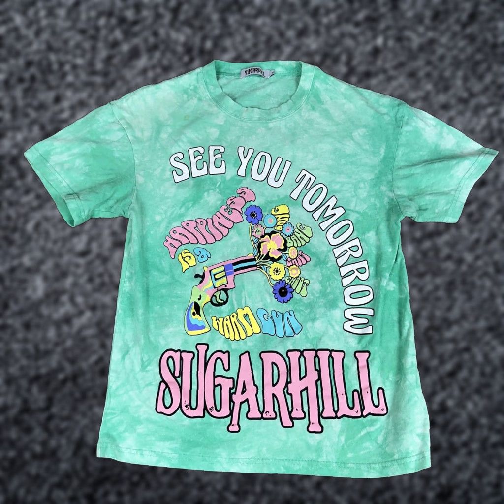 Vintage Sugarhill Shirt Mens Medium Green Tie Dye See You Tomorrow Graphic Tee Flowers Size US M / EU 48-50 / 2 - 1 Thumbnail