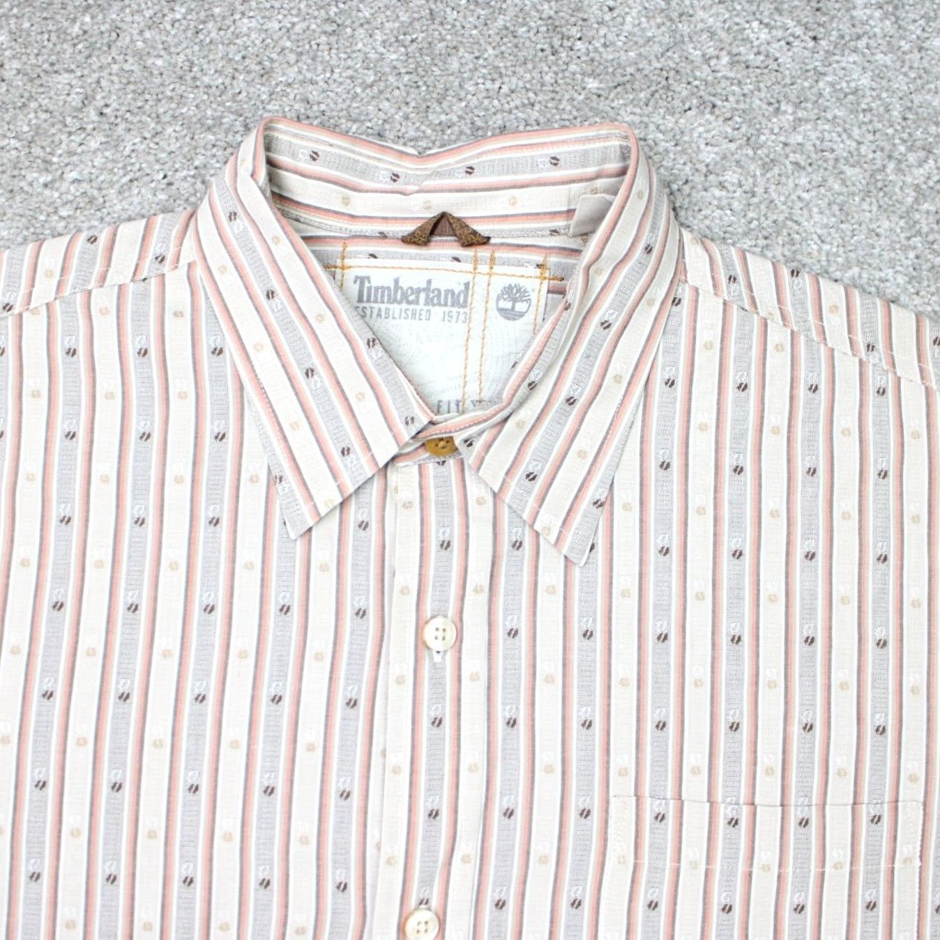 Timberland Timberland Shirt Mens 2XL Brown Striped Geometric Long Sleeve Button-Up Casual Workwear Size US XXL / EU 58 / 5 - 4 Thumbnail