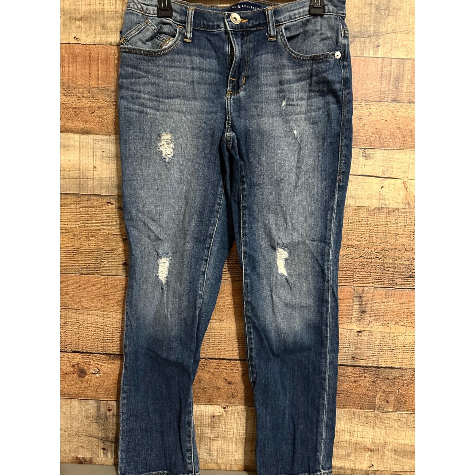 Vintage Rock & Republic Jeans Women's 10M Distressed Thrashed Indee Jeans Pants Size 32" / US 10 / IT 46 - 2 Thumbnail