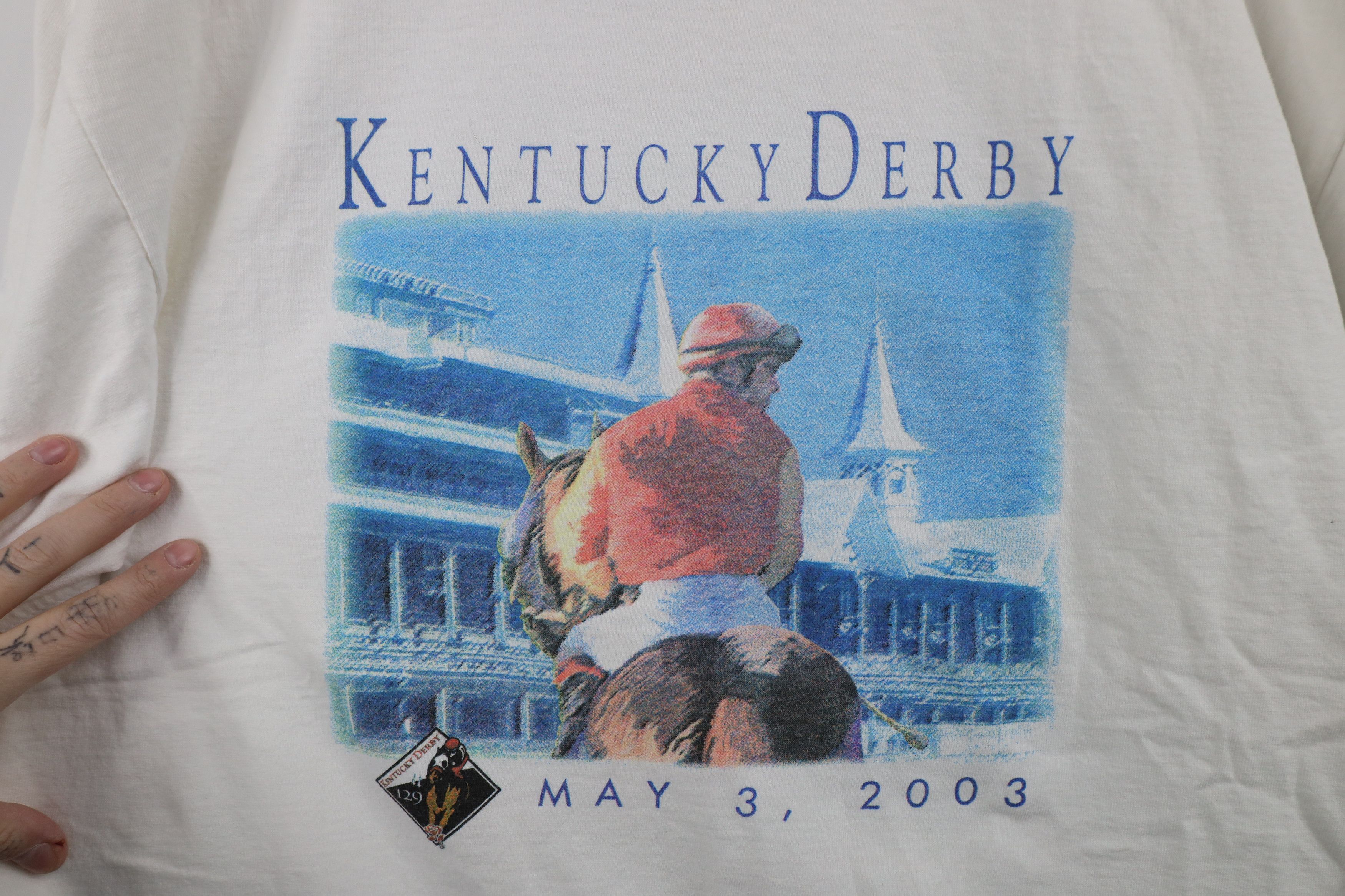 Vintage Vintage Y2K Streetwear 2003 Kentucky Horse Racing T-Shirt Size US L / EU 52-54 / 3 - 4 Thumbnail