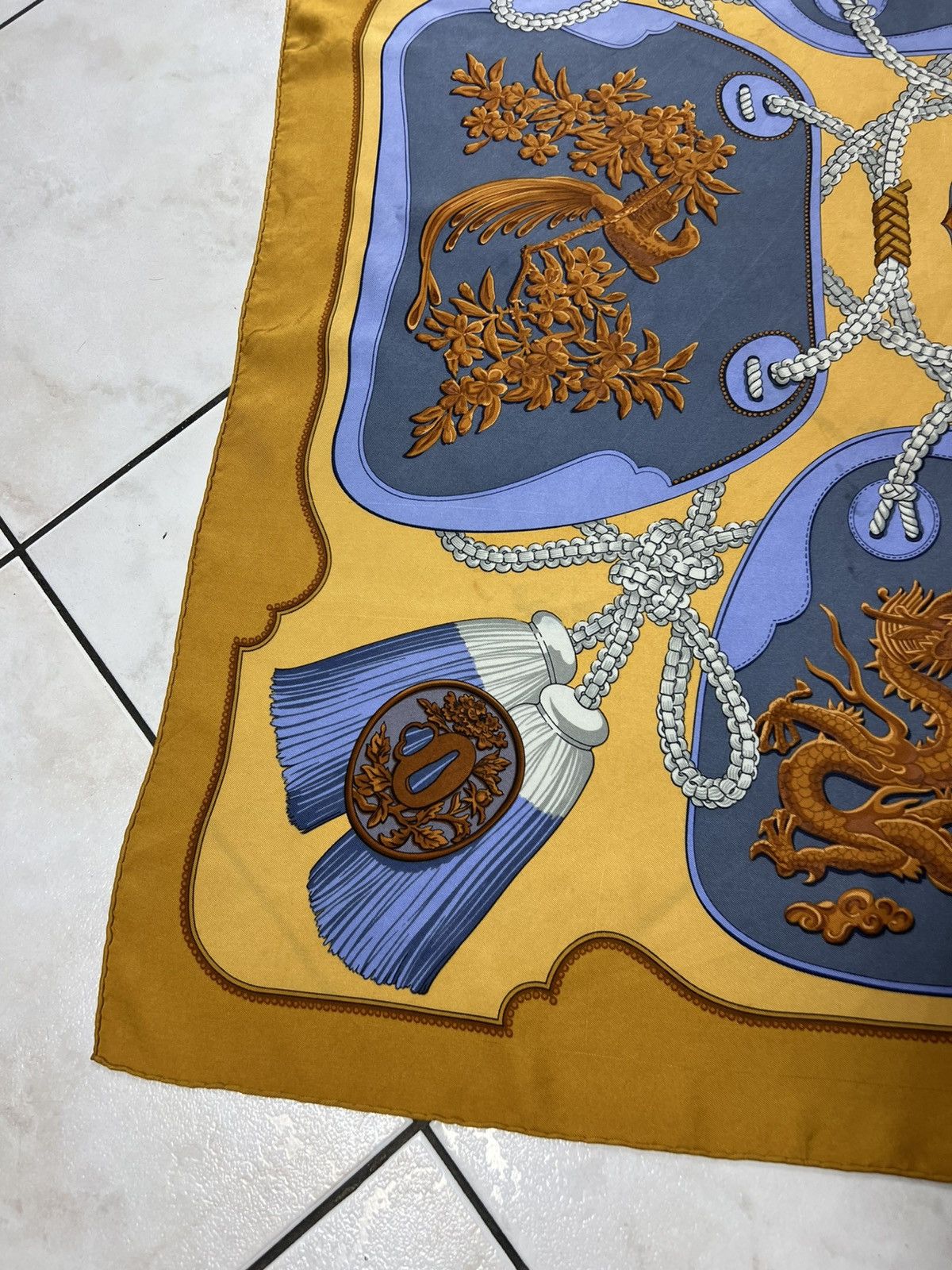 Hermes Vintage Hermes Paris Tsubas silk handkerchief scarf chain Size ONE SIZE - 9 Thumbnail