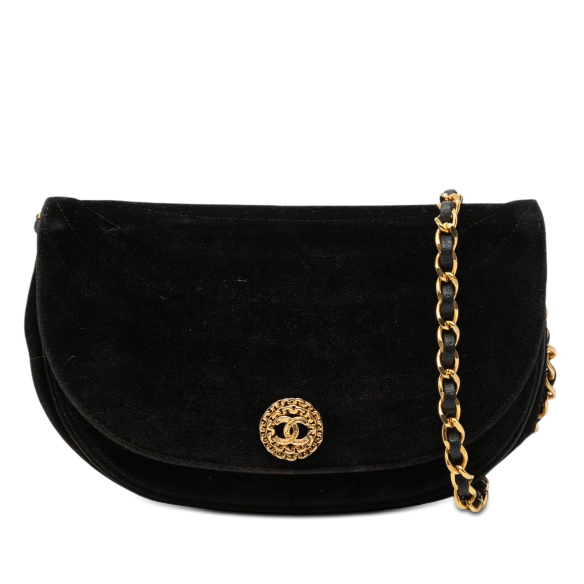 Chanel CC Quilted Velvet Half Moon Flap Size ONE SIZE - 1 Thumbnail