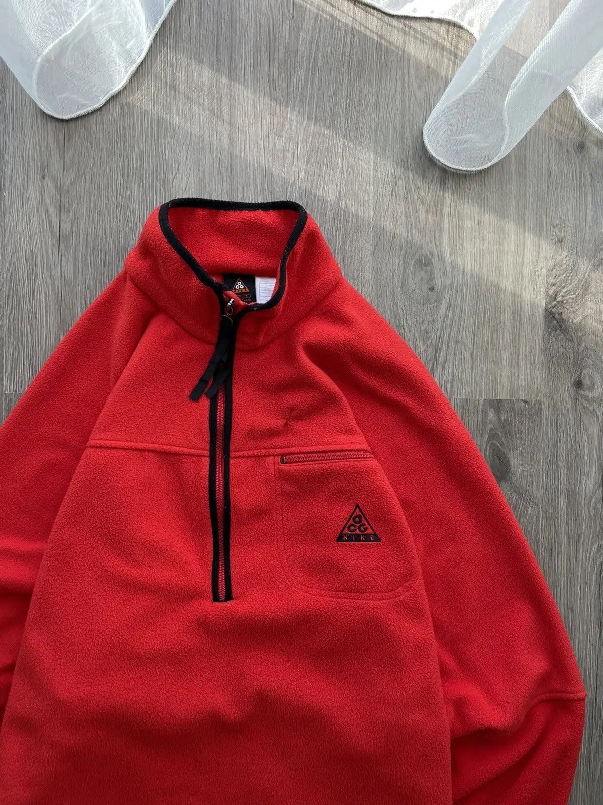 Nike × Nike ACG × Vintage Vintage Nike ACG Fleece Jacket Red Y2K big Logo Size US M / EU 48-50 / 2 - 6 Thumbnail