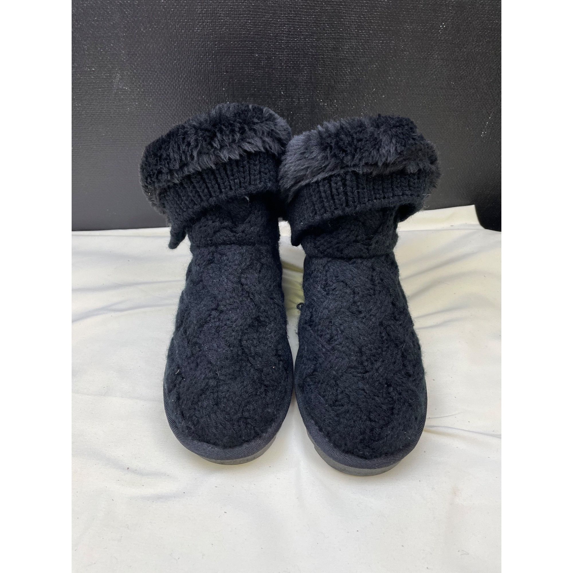 Other Podjerety Womens Black Knitted Fur Ankle Boots Size 7 SKU 67 Size US 7 / IT 37 - 3 Thumbnail
