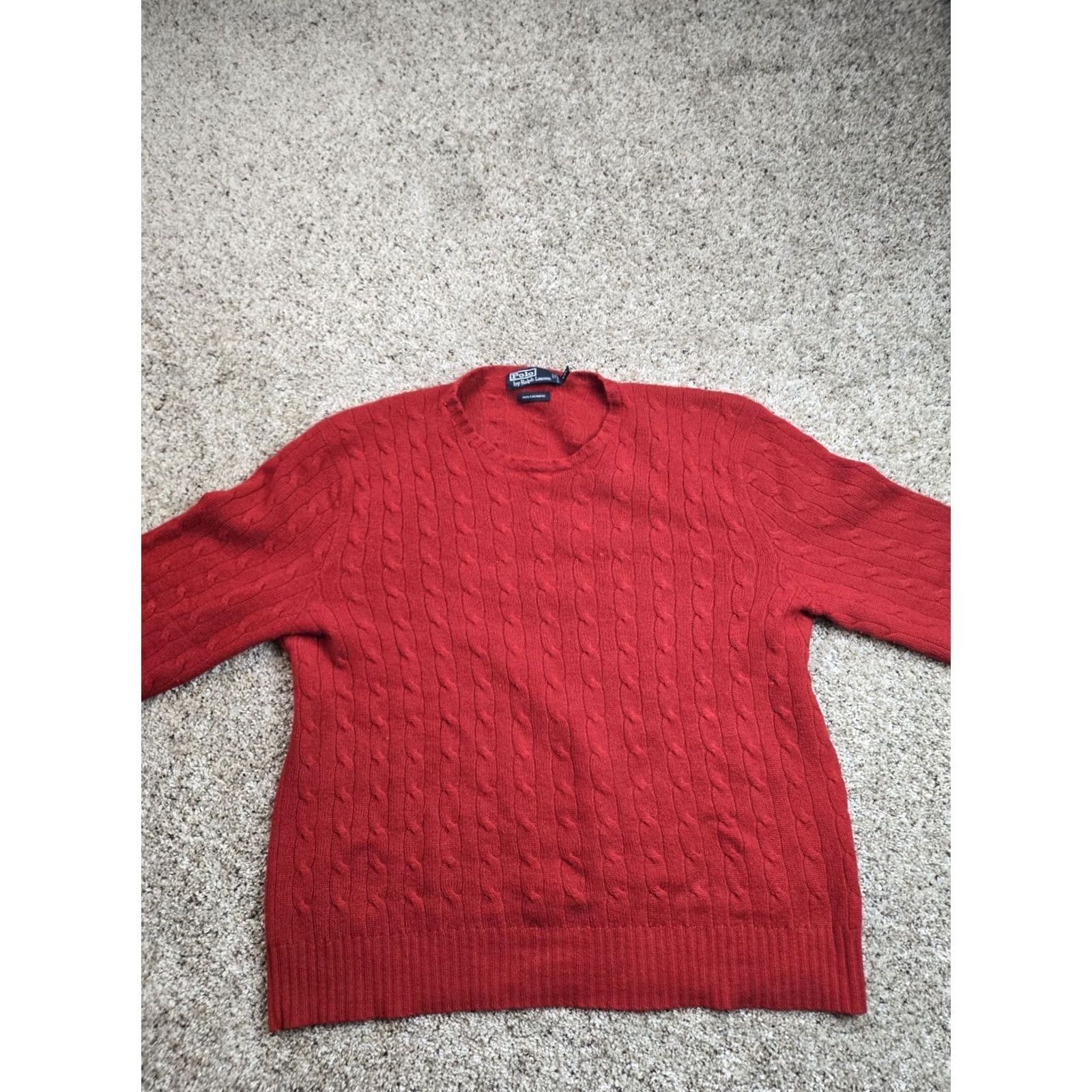 Polo Ralph Lauren Polo Ralph Lauren Cashmere Cable Knit Sweater 2XL Mens Red Long Sleeve Crew Neck Pullover Casual Adult Regular Knit Wool/ Cashmere Size US XXL / EU 58 / 5 - 4 Thumbnail