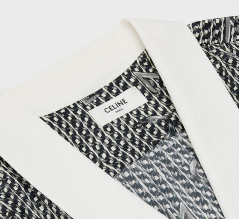 Celine o1bcso1str0225 2R94F306S Midi Dress in Grey & White Size M / US 6-8 / IT 42-44 - 3 Thumbnail