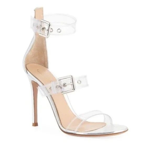 Gianvito Rossi Gianvito Rossi Gabby Plexi Sandals Clear PVC/Silver Leather Size US 7.5 / IT 37.5 - 16 Thumbnail