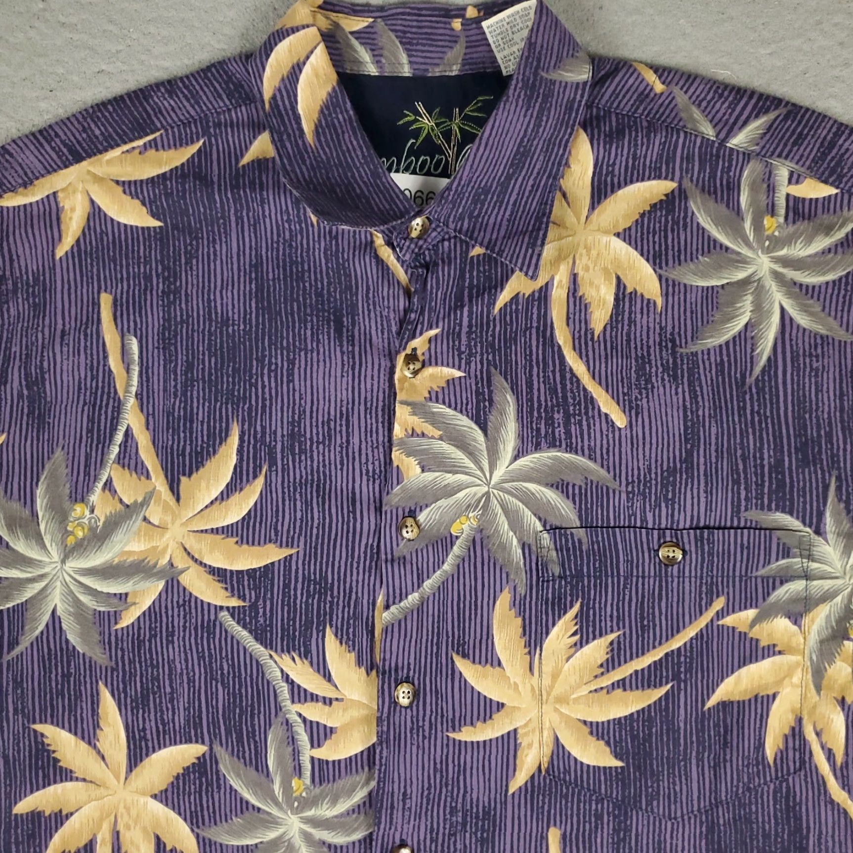 Vintage Bamboo Cay Shirt Mens Large Purple Hawaiian Button Up Short Sleeve Pattern: Solid, Collared, Button-Front, Cotton Woven, Aloha Casual Classic Size US L / EU 52-54 / 3 - 2 Thumbnail