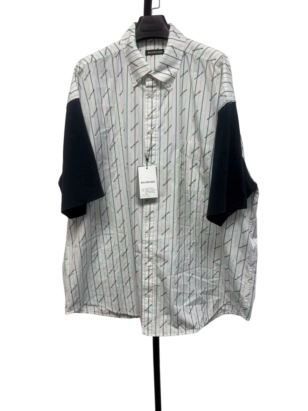 Balenciaga Balenciaga Logo Print Striped Shirt Size 40 Size US M / EU 48-50 / 2 - 1 Thumbnail