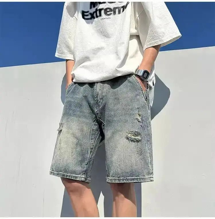 Japanese Brand Retro loose washed distressed jeans Size US 30 / EU 46 - 1 Thumbnail