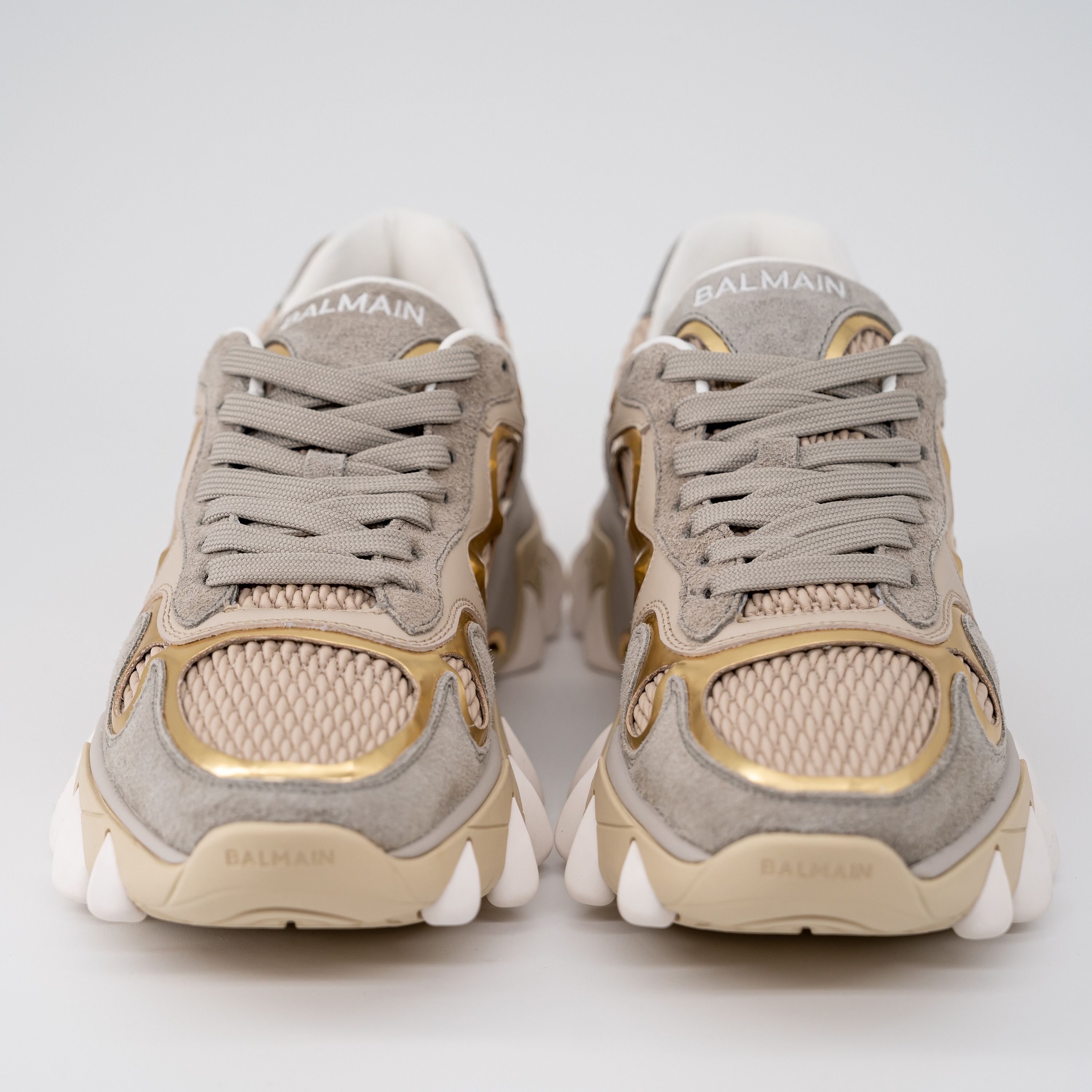 Balmain size 40/ US 7 - Balmain B-East Grey Gold suede sneakers Size US 7 / EU 40 - 3 Thumbnail