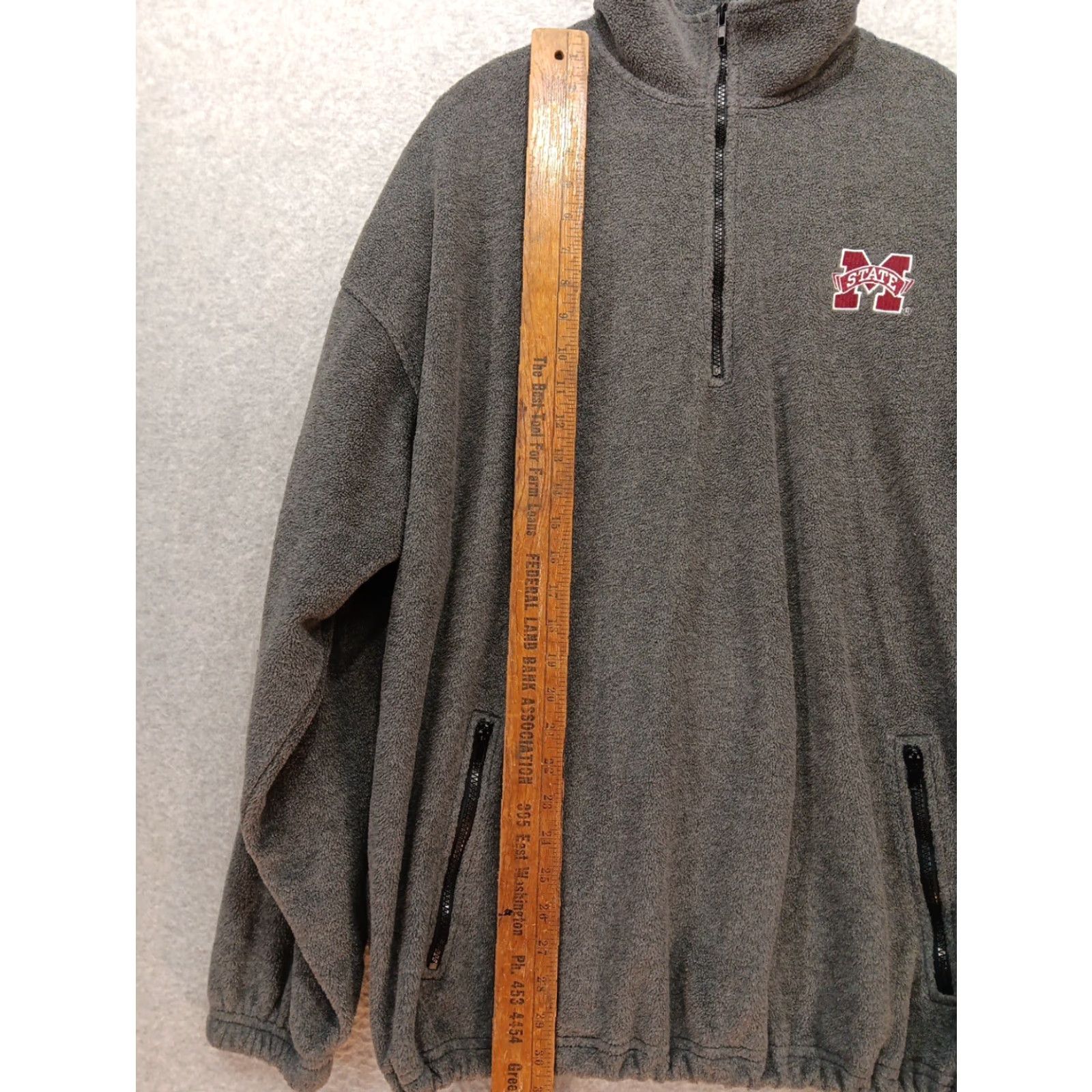 Vintage Mississippi State University Quarter-Zip Pullover Fleece 2XL Gray Zip Mens Pullover Acadia Tag Stand-Up Collar State Theme Size US XXL / EU 58 / 5 - 7 Thumbnail