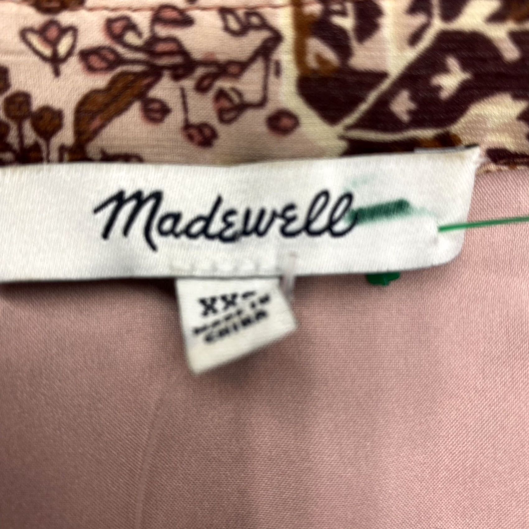 Madewell Madewell Shirt Womens XXS Pink Brown Floral Kakeidoscope Drawstring Boho Peasant Blouse Size XXS / US 00 / IT 34 - 5 Thumbnail