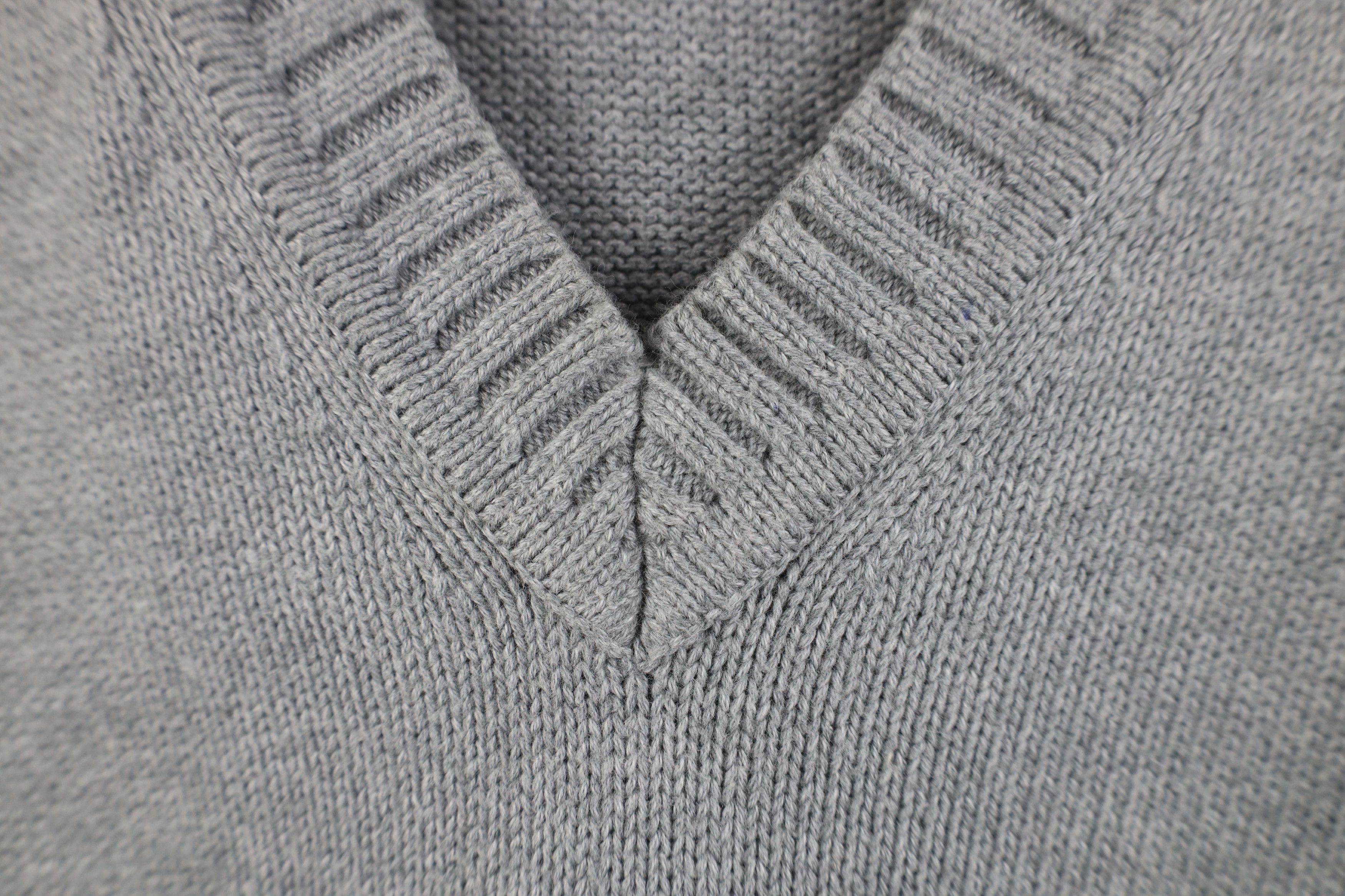 L.L. Bean Vintage 90s LL Bean Cotton Knit V-Neck Sweater Vest Gray Size US XL / EU 56 / 4 - 4 Thumbnail