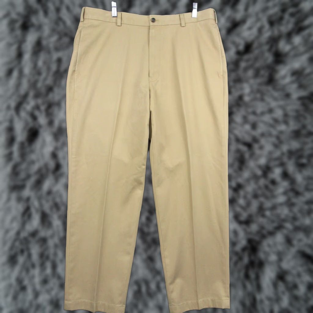 Brooks Brothers Brooks Brothers Hudson Dress Pants 37x30 Beige Cuffed Pleated Flat Front Mens Pants Size US 37 - 1 Thumbnail