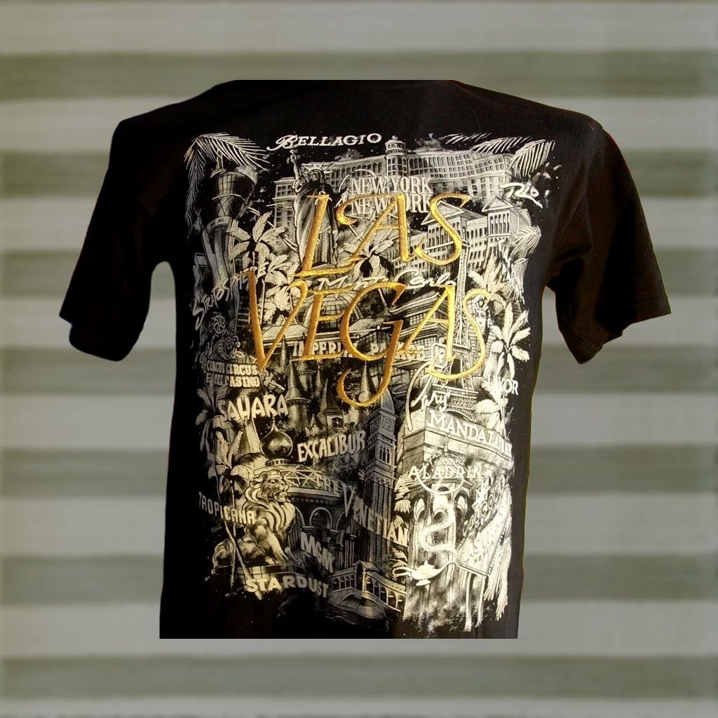 Gildan VINTAGE Las Vegas Casino T-Shirt Mens M Black Gildan Cotton Embroidered Logo Graphic Print Casino Theme 2000s USA Mens Size US M / EU 48-50 / 2 - 1 Thumbnail