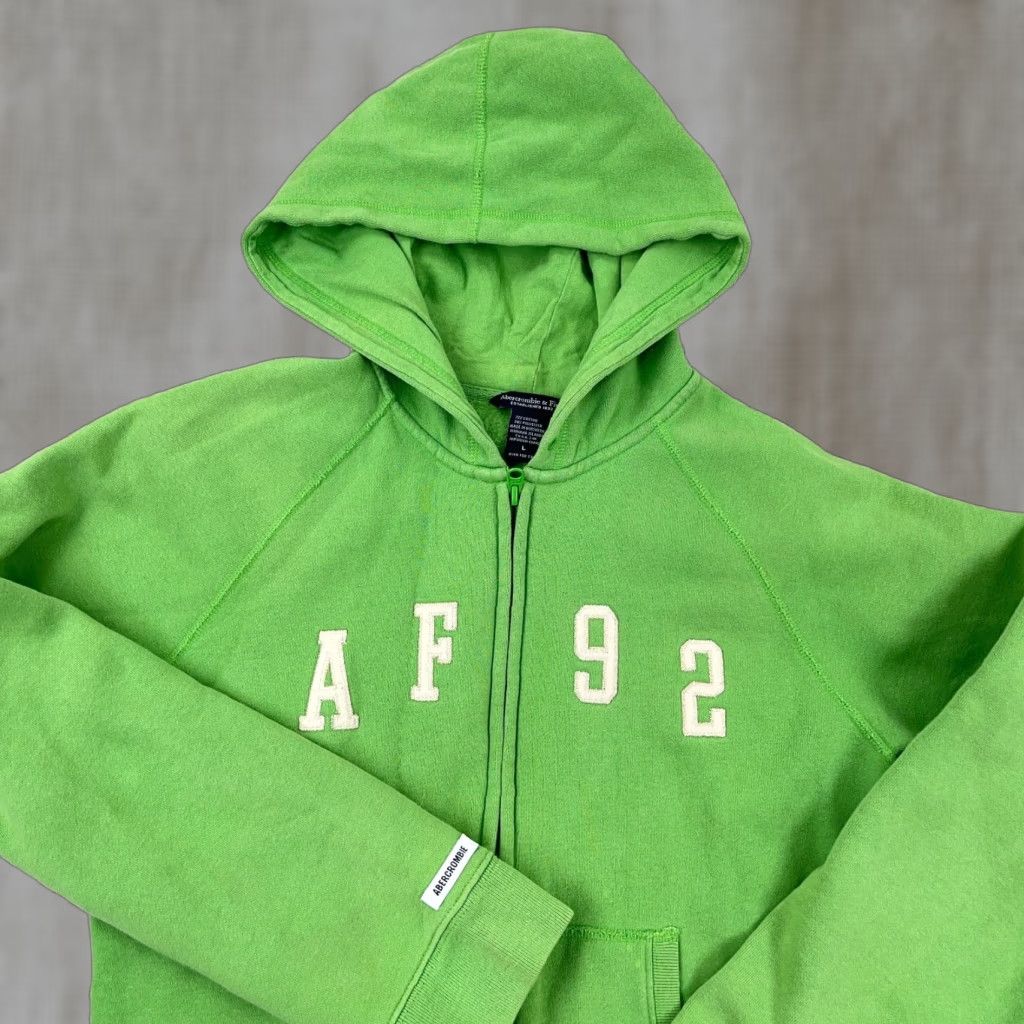Abercrombie & Fitch VINTAGE Abercrombie & Fitch Hoodie Women Large Lime Green Full Zip Jacket Size L / US 10 / IT 46 - 1 Thumbnail
