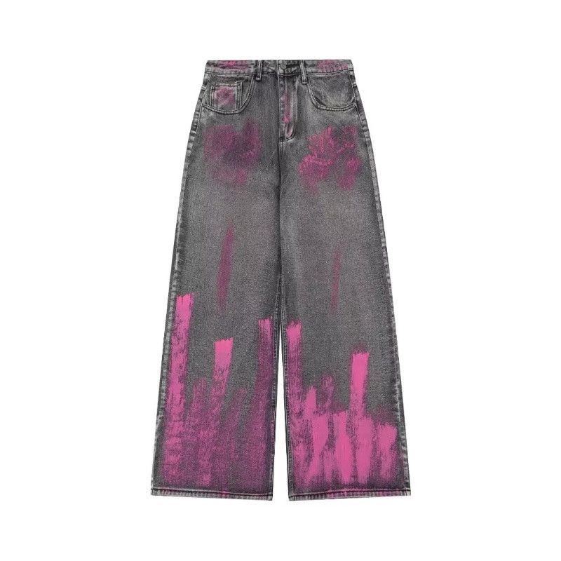 Japanese Brand × Vintage Women's Baggy Pink Jeans Size 31" - 5 Thumbnail