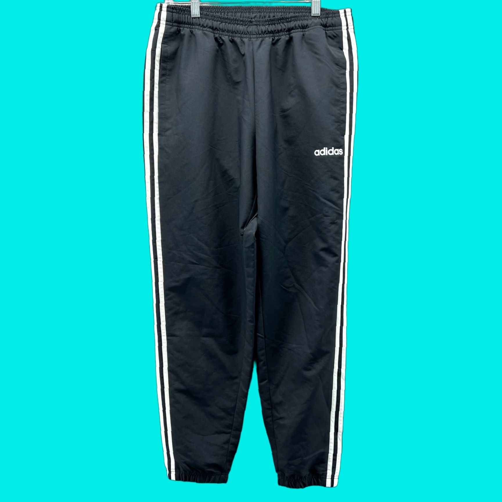 Adidas Adidas Sweatpants Men M Black Stripes Polyester Essentials Wind Trefoil Vtg Sweatpants Mens Size US 31 - 1 Thumbnail