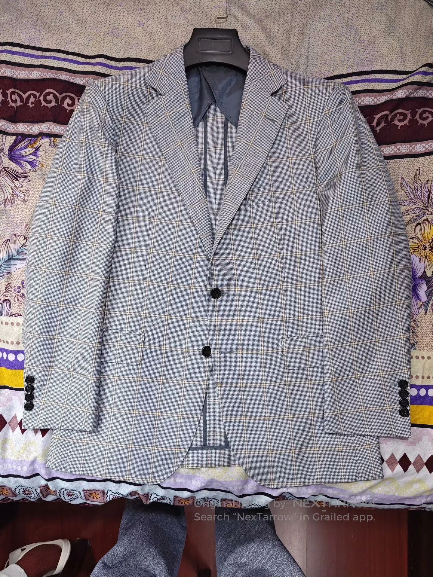 Ede & Ravenscroft Stylish Blue Check Wool-Silk Suit. Size US M / EU 48-50 / 2 - 5 Thumbnail