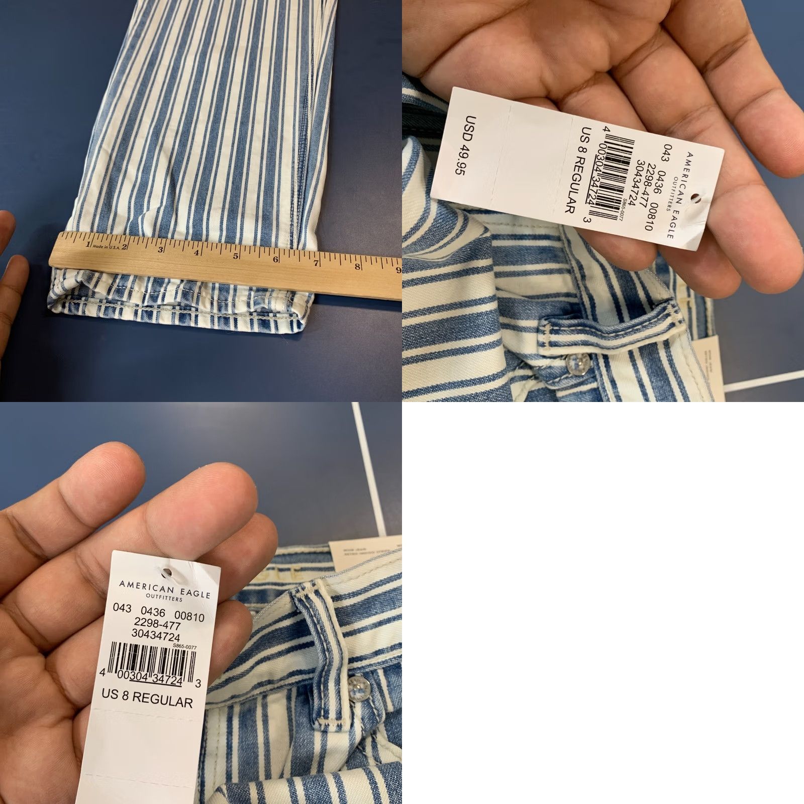 American Eagle Outfitters American Eagle Jeans Womens Size 8 30x28 MOM Denim Retro Indigo Striped NEW NWT Size 30" / US 8 / IT 44 - 11 Thumbnail