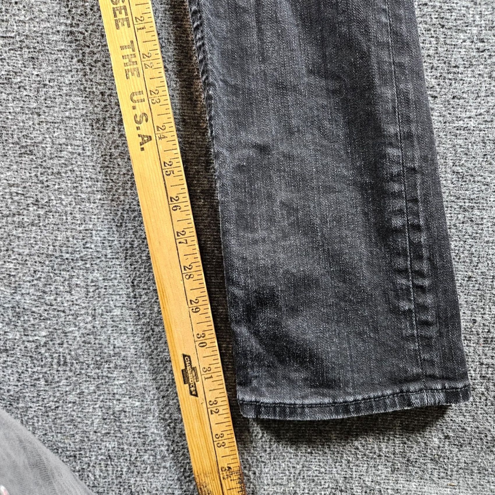 Vintage Rock Revival Jeans Womens 29 Gray Charcoal Denim 29x31 Straight Low Rise Slim 5-Pocket Buttons Embroidered Logo Vintage No Size 29" - 6 Thumbnail