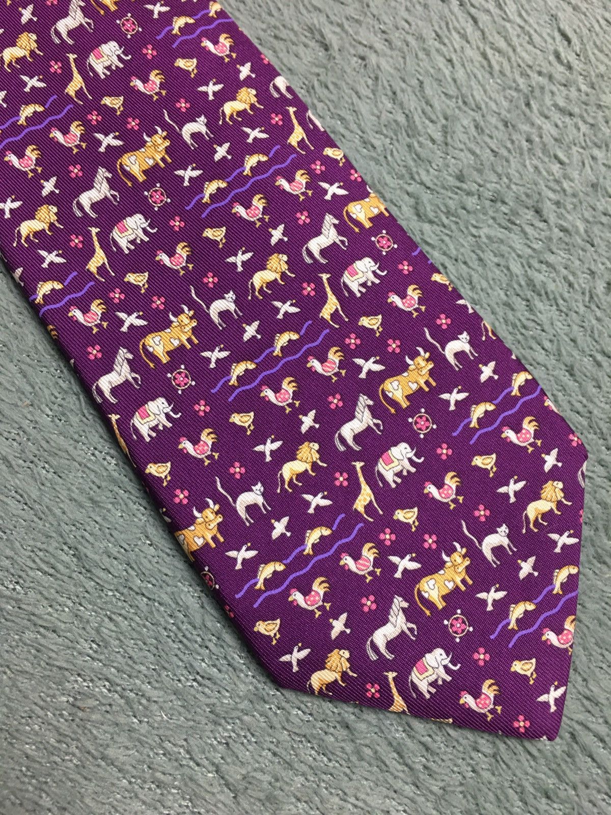 Salvatore Ferragamo Salvatore Ferragamo Funny Animals Print Silk Mens Tie Size ONE SIZE - 3 Thumbnail