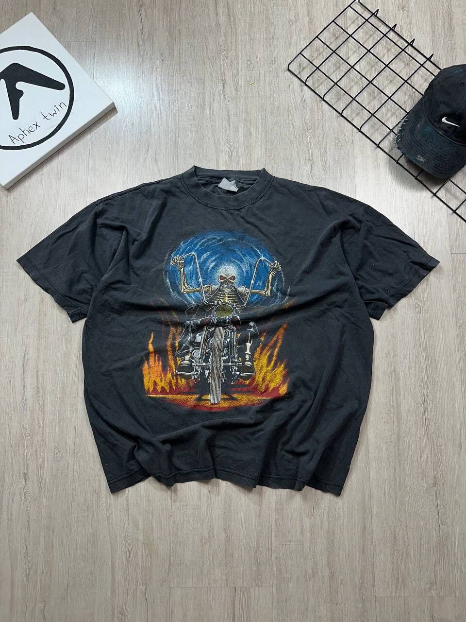 Vintage Vintage RARE Faire Skeleton Biker Tee T Shirt Size US L / EU 52-54 / 3 - 1 Thumbnail