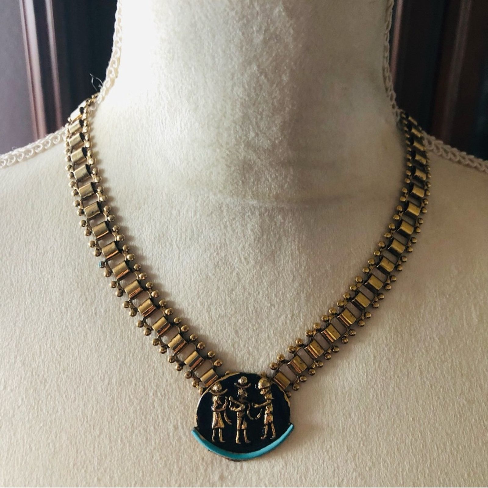 Vintage Vintage Diorios Egyptian revival enamel book chain necklace Size ONE SIZE - 2 Thumbnail