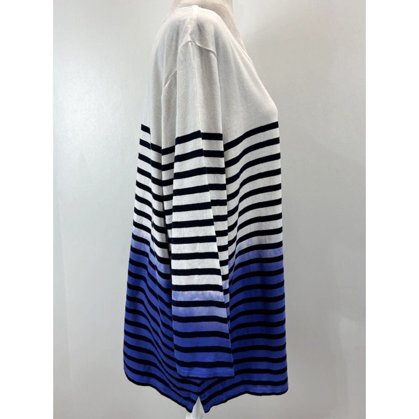 Talbots Talbots T-Shirt 3X Multicolor Ombré Dip Dye Striped 3/4 Sleeve Women Size XXL / US 16-18 / IT 52-54 - 4 Thumbnail