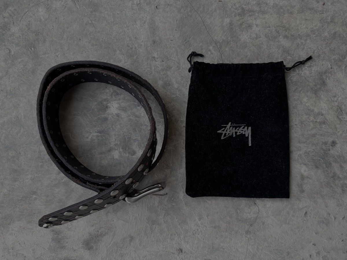 Stussy Stussy Studded Brown Calfskin Leather Belt Size 34 - 1 Thumbnail