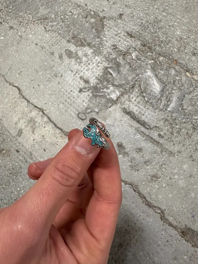 Roberto Cavalli × Vintage Cavalli Blue Asian Dragon Metal Ring Size ONE SIZE - 5 Thumbnail