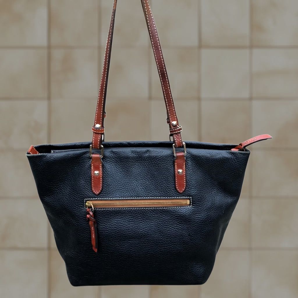 Dooney & Bourke DOONEY & BOURKE Leather Large Tote Purse Shoulder Bag Black Zipper Designer Size ONE SIZE - 1 Thumbnail