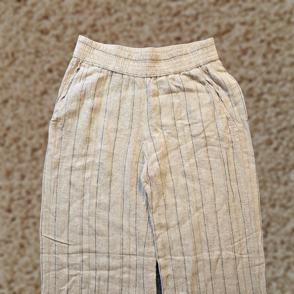 Drew Drew Pants Womens Size S Beige Striped Linen Wide-Leg Pull On Casual Beachy Size 28" / US 6 / IT 42 - 1 Thumbnail