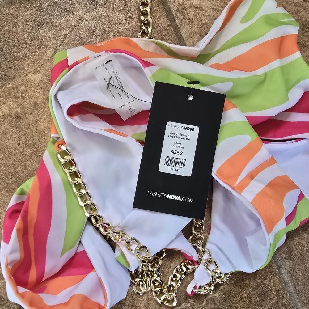 Fashion Nova Multicolored Jets To Miami FN Monokini Size ONE SIZE - 5 Thumbnail