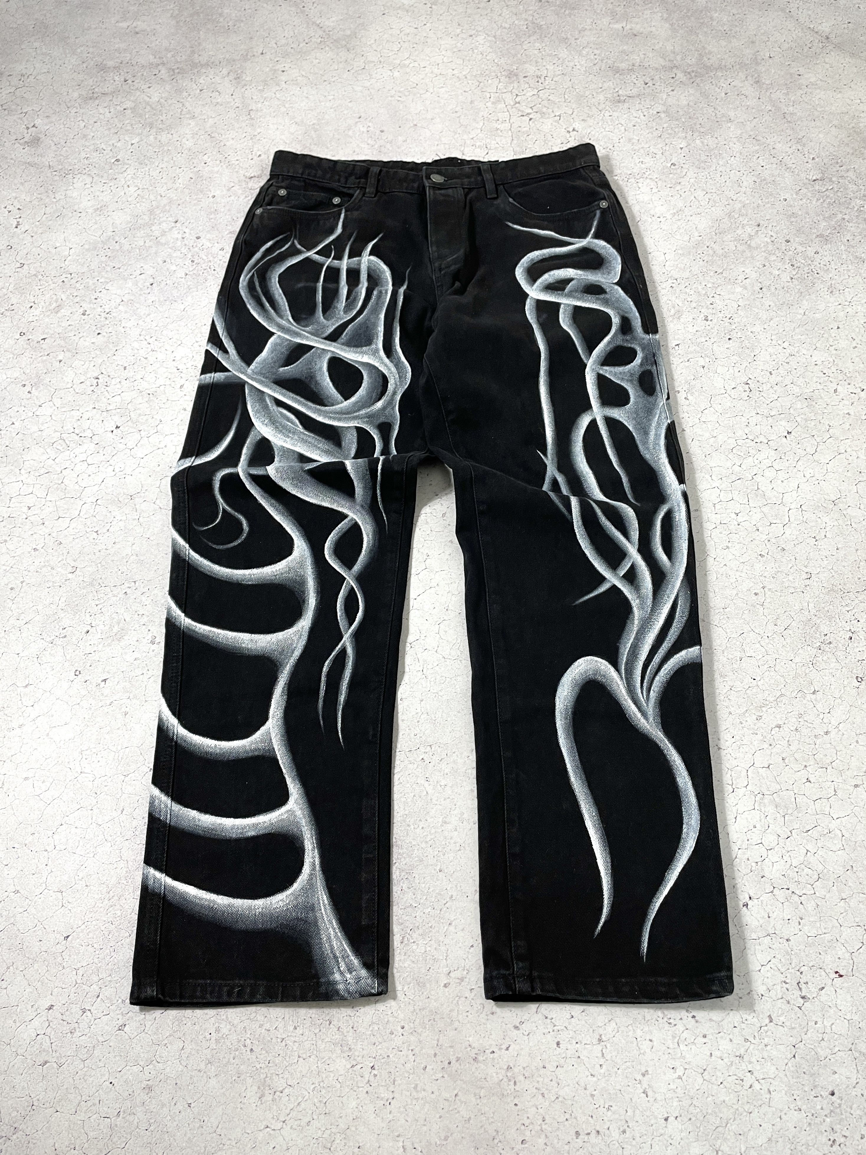 Custom HAND PAINTED DENIM PANTS Y2K GOTHIC | Grailed Custom HAND PAINTED DENIM PANTS Y2K GOTHIC | Grailed