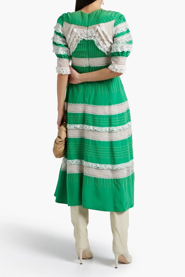 Valentino VALENTINO GARAVANI Ruffled Tulle velvet-paneled silk Dress Size S / US 4 / IT 40 - 3 Thumbnail