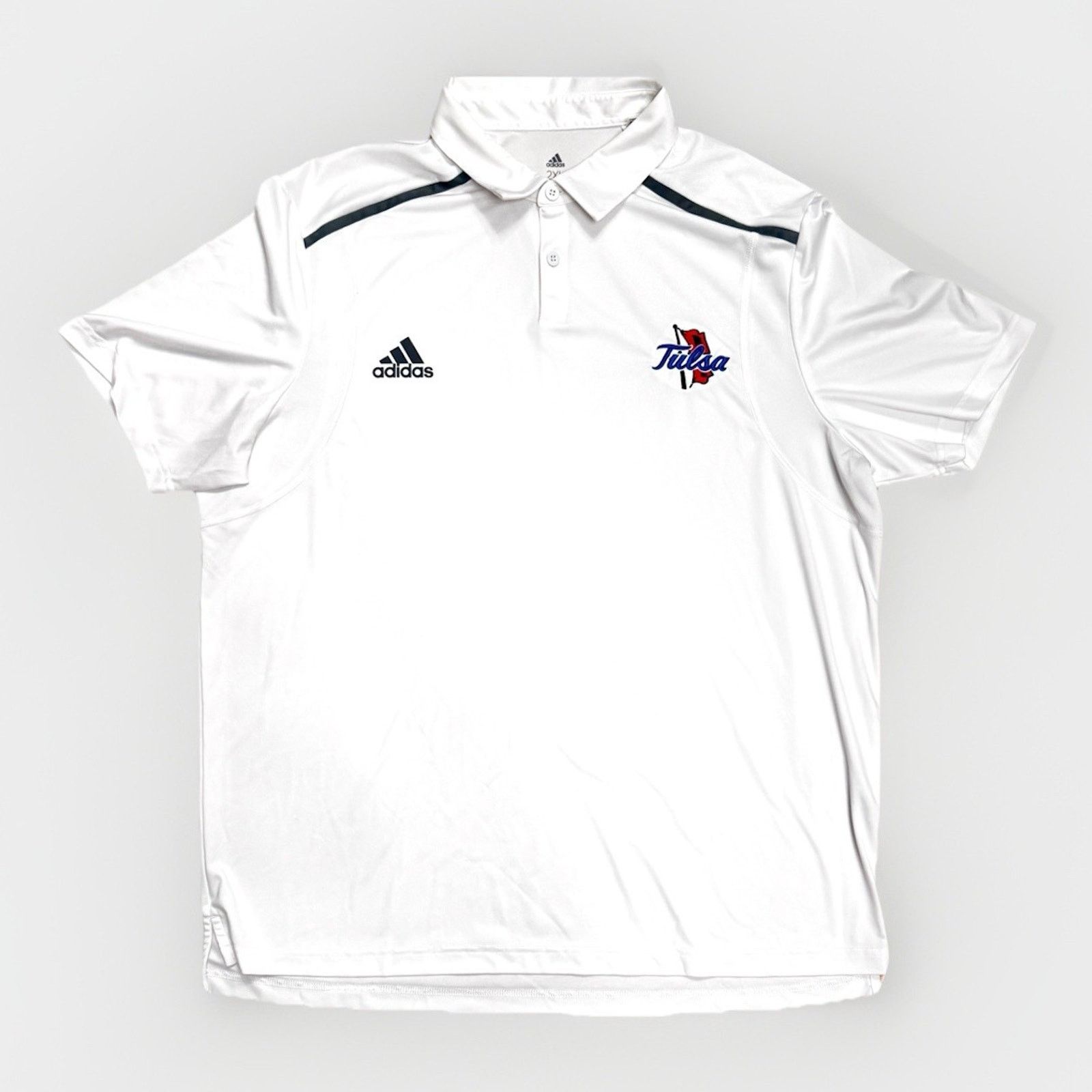 Adidas University of Tulsa Adidas White Polo Shirt Mens 2XL XXL Size US XXL / EU 58 / 5 - 1 Thumbnail