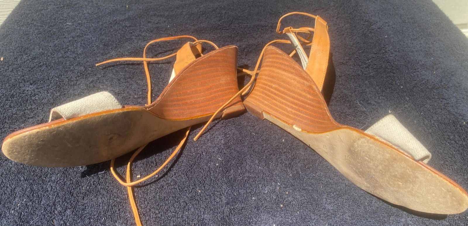 Designer Womens Bandalino Wedge Sandals Lace Up Size 10M ITALY (S614) Size US 10 / IT 40 - 3 Thumbnail