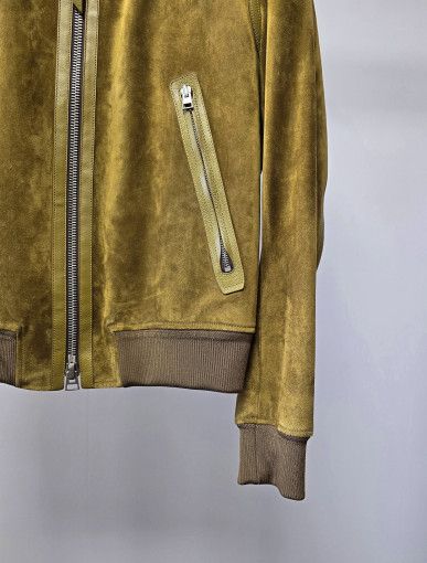 Tom Ford o1sm1stk0624 Cashmere Suede Piping Leather Blouson Jacket Size US L / EU 52-54 / 3 - 3 Thumbnail