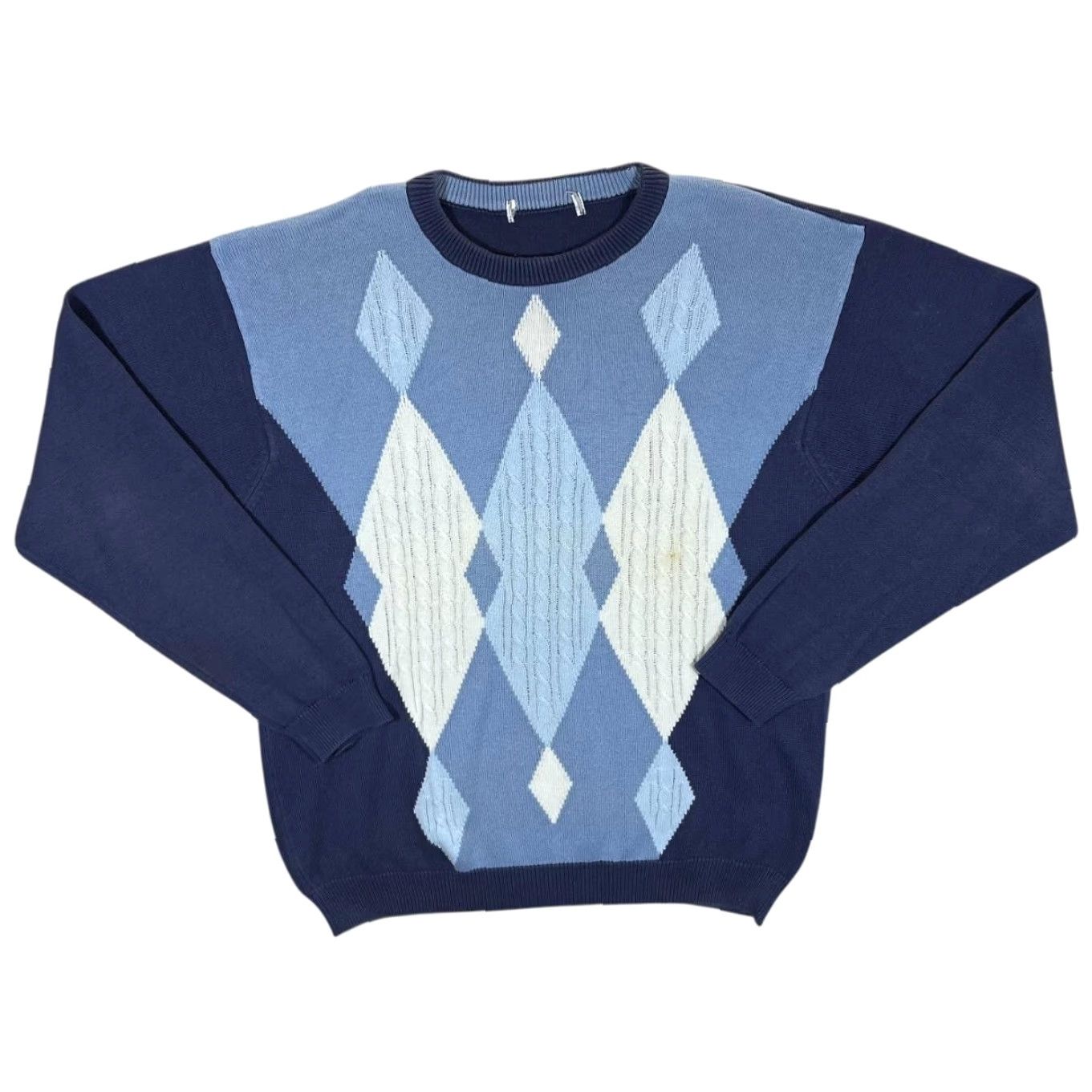 Vintage VINTAGE ST MICHAEL Argyle Check Golf Sweater Jumper L Blue/White Mens XL Size US L / EU 52-54 / 3 - 2 Thumbnail