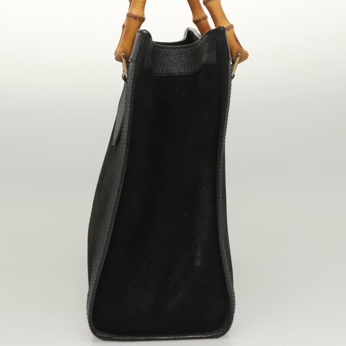 Gucci GUCCI Bamboo Hand Bag Suede Black Gold Size ONE SIZE - 4 Thumbnail