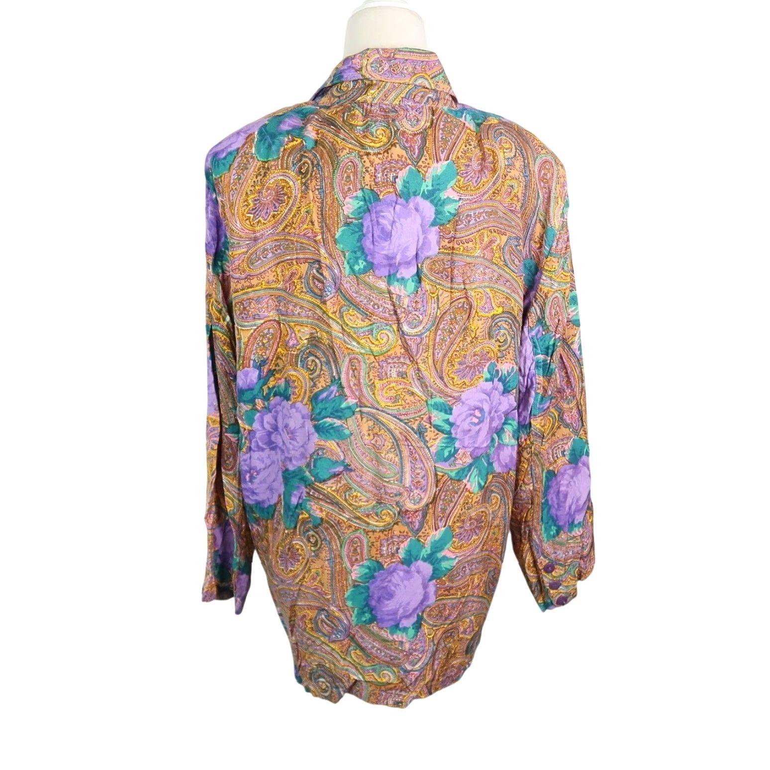 Vintage VINTAGE 90s Floral Blazer Jacket Women's M Yellow Purple Rose Paisley Rayon Button Vintage Blazer 90s Bohemian Hippie Floral Women M Adults Mens? Size M / US 6-8 / IT 42-44 - 4 Thumbnail