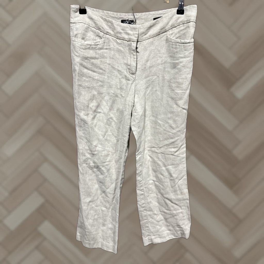 Ann Taylor Loft Womens 6P Pants Beige 100% Linen Boot Cut Julie Trouser High Rise Dress Pants Linen Beige 6P Petite Womens Bootcut Accessories Women Pants Size 28" / US 6 / IT 42 - 1 Thumbnail