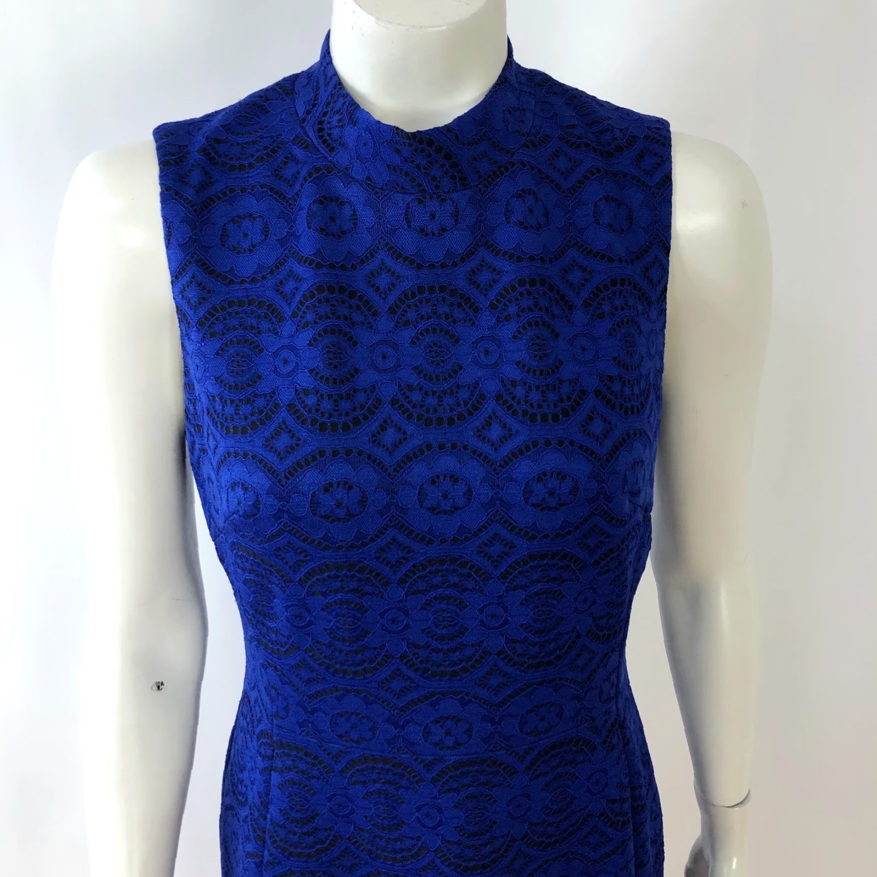 Vince Camuto Vince Camuto Dress Lace Lined Sheath Sleeveless Midi Blue 6 Cross-Body? Size M / US 6-8 / IT 42-44 - 2 Thumbnail